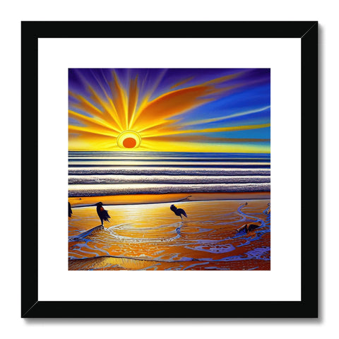 Art print depicting the sunset on a beach during the afternoon.