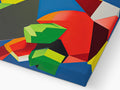 this piece of colored plastic tile is covered with paper with different shapes of kites on