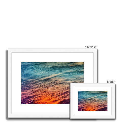 a photo frame with two very beautiful seascape's in blue and orange light