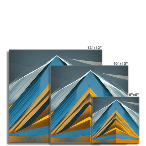 a couple of white photos of ceramic tile paintings on a wall topped with mountains