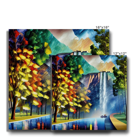 A wall mounted colorful background with colorful colors on it with artwork and colorful glass.