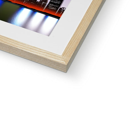 A soft cover photo of an abstract picture sitting around a wood frame.