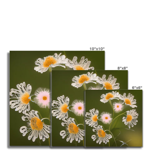 A flower printed card on the surface of a display panel is on display.