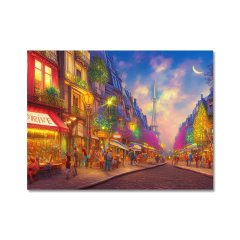 A street in Paris lined with colorful tapestry in the colorful streets.