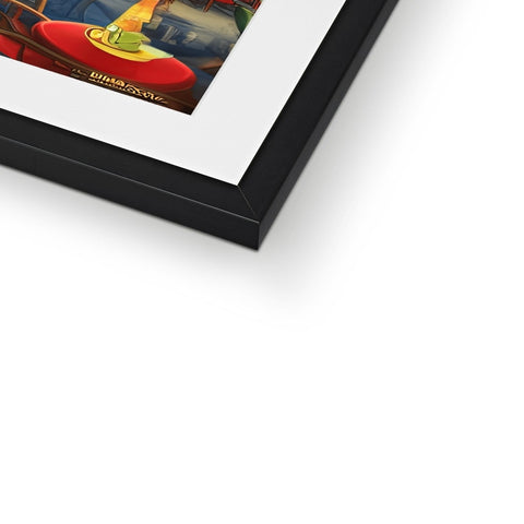 a close up of a photo of a frame with an art print and an  image