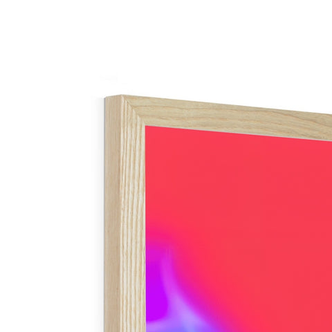 A picture frame of some wood in a white and red frame.