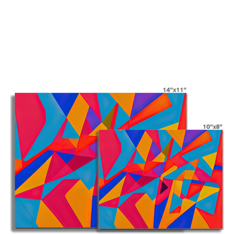A colorful tile piece with paper shapes around it on a wall.