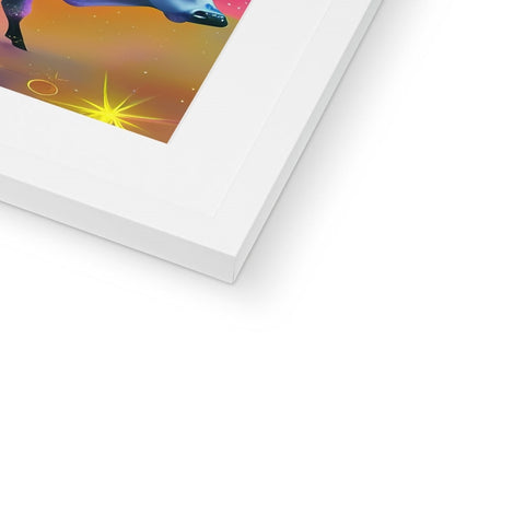 There is a picture of an image of a painting in a photo frame on top of
