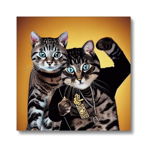 Cats are in a brown and white photo with two different types of striped animals.