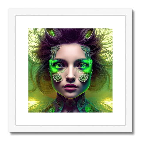 Green, white and yellow colors in a graphic art print that has insects covered an animated