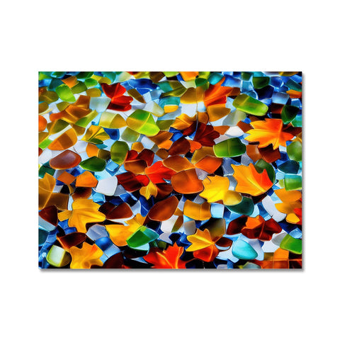 A colorful tiled wall hanging a mosaic tile with an abstract painting.
