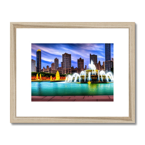 A framed art print of Chicago city skyline