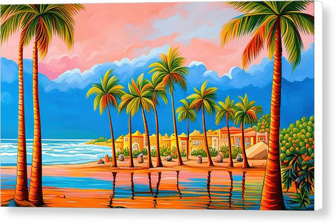 Colorful Calm Beach Painting Fantasy - Canvas Print