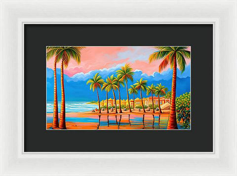 Colorful Calm Beach Painting Fantasy - Framed Print