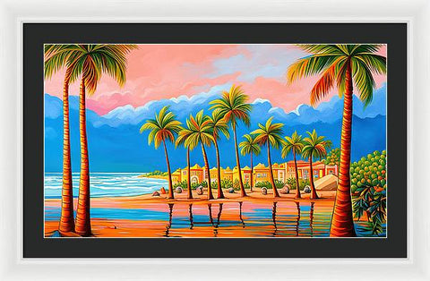 Colorful Calm Beach Painting Fantasy - Framed Print