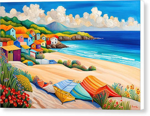 Colorful Collage Style Beach Painting - Canvas Print