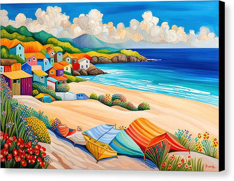 Colorful Collage Style Beach Painting - Canvas Print