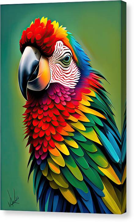 Confident Parakeet Colorful Portrait - Canvas Print