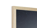 A white image of a large picture frame with some wood and a frame.