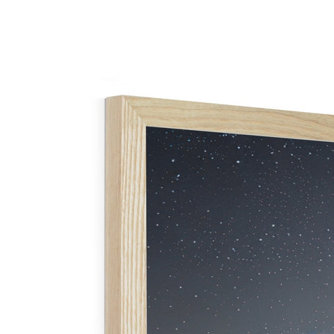 A white image of a large picture frame with some wood and a frame.