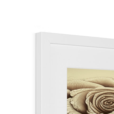 A white and gold framed picture of a woman next to some flowers a picture frame a