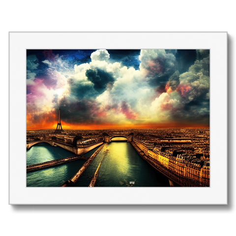 A view of Paris in all its beauty is displayed in a painting on a frame.