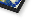 A painting with an abstract image on a white background in a picture frame.