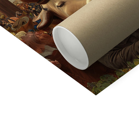 there is paper roll sitting on a roll with a picture of a dog in it's