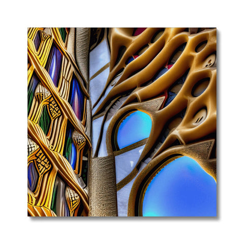 Stain glass on a ceiling framed in barcelona style art print.
