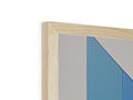 A picture frame with blue paint with wooden frames in it.