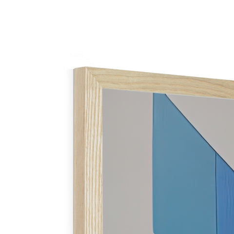 A picture frame with blue paint with wooden frames in it.