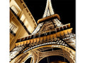 The building is decorated in gold with the famous facade of the Eiffel Tower and