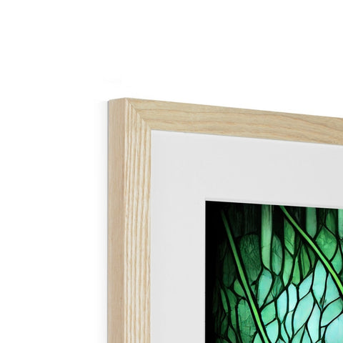 A photo frame with a wooden wood frame sits on a window sill.