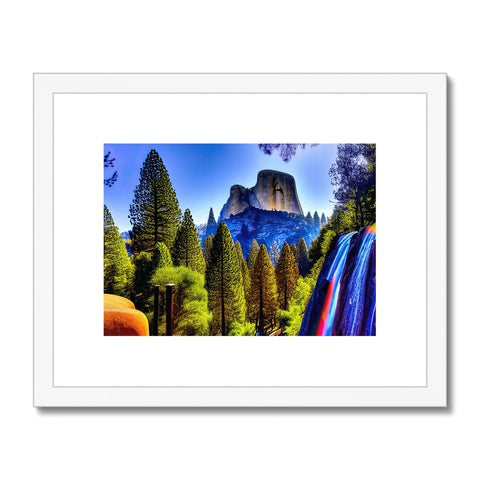 An art print of mountainsides with trees stretching into the distance for several hours.