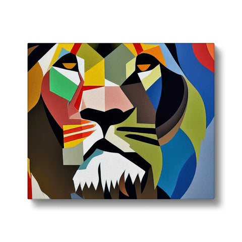 An art print of a tiger showing a lion.