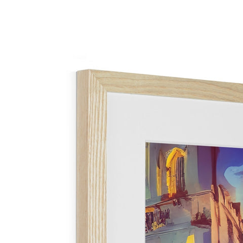 Picture frame with wooden photograph framed in it on top of a table of wood