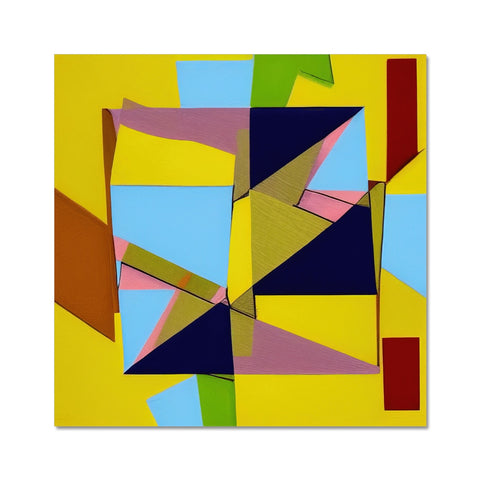 A small rectangle puzzle with wooden frames and a colorful paintbrush on it.