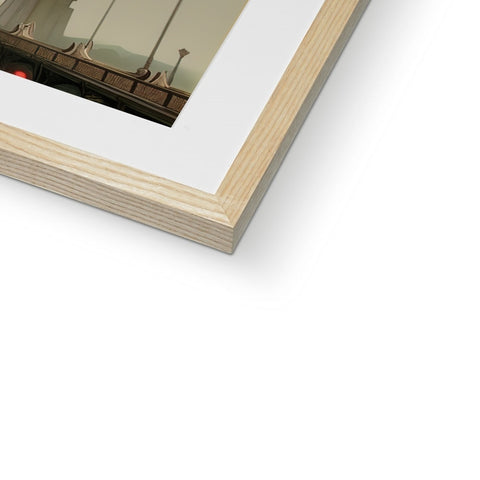 A framed photo is placed a piece of wood on a photo frame.