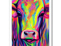 Funny art print of a cow that has a cow on top of it.