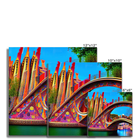 A card with several colorful images on a placematter on a wall