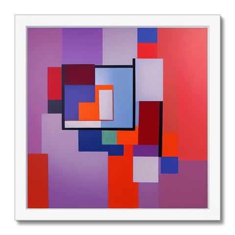 An art print with two red and blue square squares