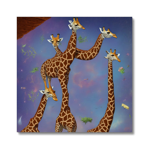Three giraffes are standing together and looking up at the sky.
