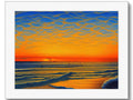 An image from Art print, depicting a beach next to a sea under a setting sun
