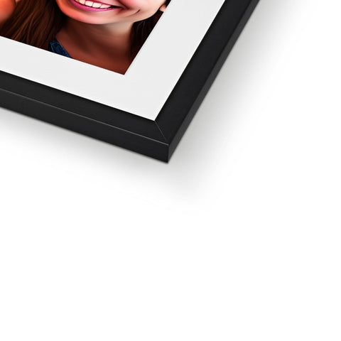 A picture frame containing a picture of a woman with long black and white teeth on it