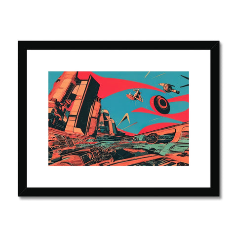 there are two pictures of men in fighter aircraft on this art print of a ship flying