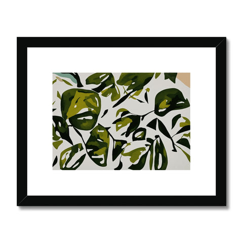 An  art print of some green plants in a forest in the spring.