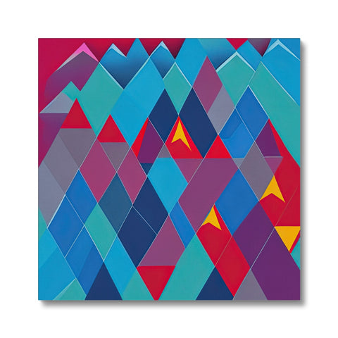 a colorful print of an argyle, mountain top with the shapes of the mountains