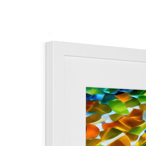 A rectangular picture frame with some artwork on it in a white background