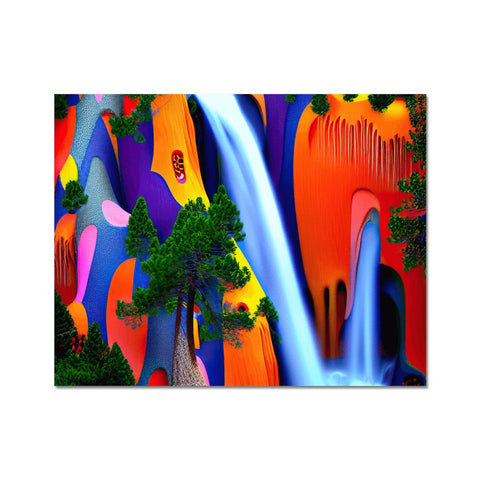 Art print of a waterfall waterfall with colorful waterfalls.