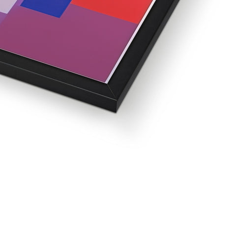 A picture frame with a red and blue border is displayed in it's form.
